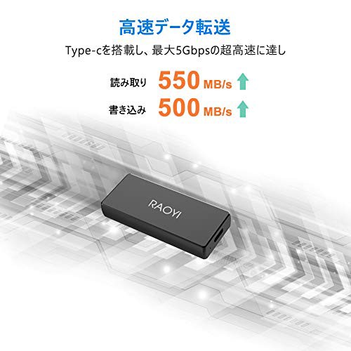 RAOYI 外付SSD 1TB USB3.1 Gen2 ポータブルSSD 超ミニSSD 転送速度 ...