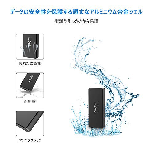 RAOYI 外付SSD 1TB USB3.1 Gen2 ポータブルSSD 超ミニSSD 転送速度