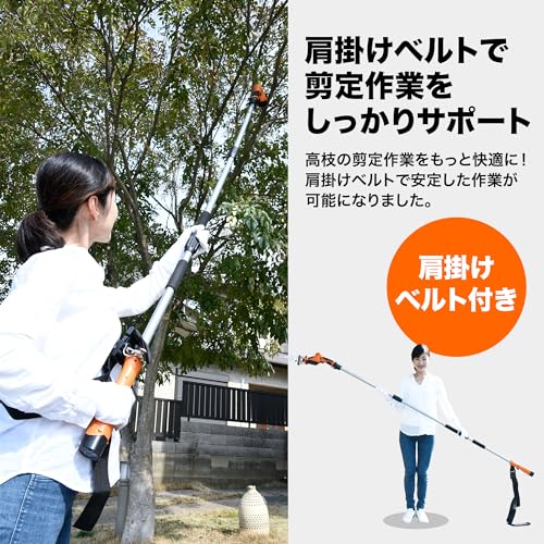 [山善] 10.8V 充電式 高枝ガーデンポールソー 高さ3段階調整 日本製刃使用 着脱式伸縮延長ポール コードレス 高枝ばさみ ヘッジトリマー 高枝チェーンソー 剪定 枝切 竹切 LPS-1025ORの通販は
