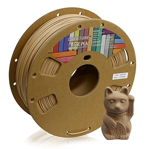 OVERTURE PLA フィラメント 3Dプリンター用素材 3D印刷 3Dプリンター フィラメント 1.75mm 1kgスプール 高い寸法精度 高密度 環境保護 ほとんどのFDMプリンターに適合 (マット ライトブラウン)