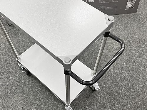 ガルバシェルフワゴン46×90 2段 ポール900 取っ手付きBKの通販は