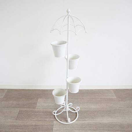 かわ畑 プランター アイアン スタンド型プランター 鉢カバー 27×27×93cm ホワイトの通販は