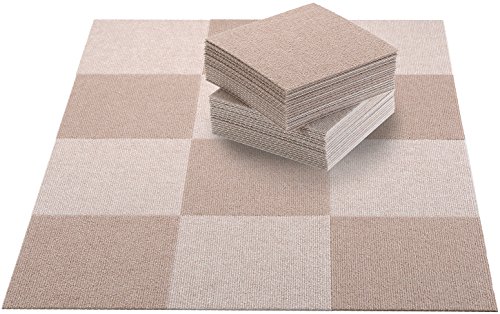 サンコー三つ葉(Sanko Mitsuba)日本製 撥水 消臭 洗えるサンコー ずれない タイルカーペット 25×25cm ベージュセット 50枚組 カーペットタイプ おくだけ吸着 タイルマット ジョイントマット OF-66