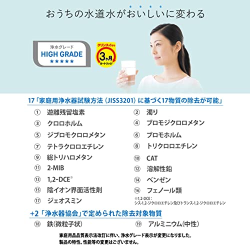 クリンスイ 浄水器 ポット型 カートリッジ計1個入り [本体CP407ーWT] ろ過水容量:1.9L 全容量:3Lの通販は