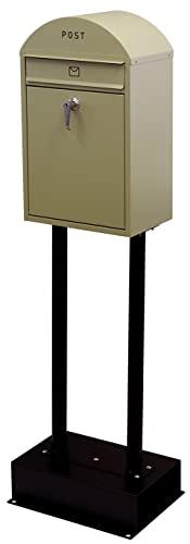 MOJYU スタンドポスト Geremia イエローベージュ/ブラック SDM-055 ポスト 郵便ポスト ボックス おしゃれ 郵便受け 宅配ボックス 北欧風 鍵付き 自立 スタンド ハイタイプ 玄関 家庭用の通販は
