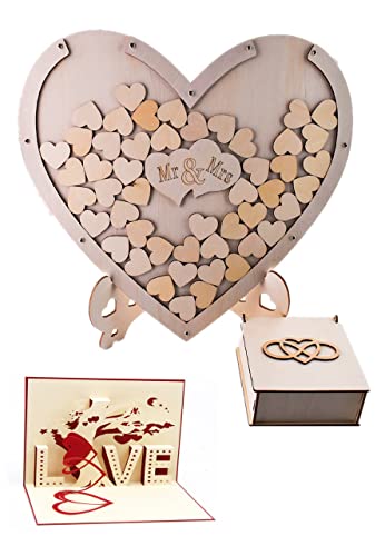 Eesu cosハート型ディスプレイ ゲストブック 芳名帳 ウェルカムボード メッセージカード メッセージボード ブライダル小物 ブライダルホリック ウェルカムスペース ゲストブック 結婚式 海外ウェディング ハートチップ 色紙 (ナチュの通販は