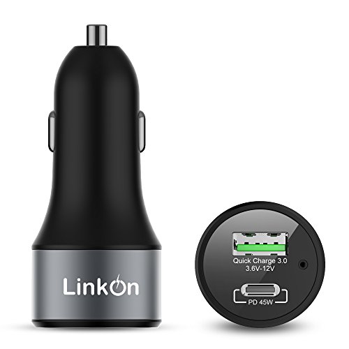LinkOn 63Wカーチャージャー、45W USB-C PD3.0 PPS、18W USB-A Qualcomm QC3.0（MacBook MacPro,Chromebook, iPhone Xs/Max/XR/X/8, iPad Pの通販は 6,700円