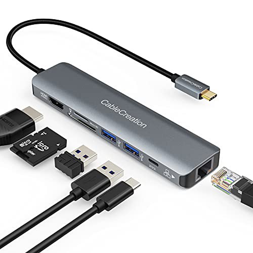 USB C ハブ, CableCreation 7-in-1 USB Type C ハブ 4K 60Hz HDMI