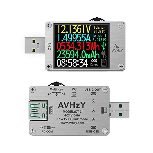 AVHzY CT-3 USB3.1テスター 電流電圧テスターチェッカー クイックバッテリー充電器検出器 DC 26V 6A Lua通訳統合 充電器 容量テスター PPの通販は
