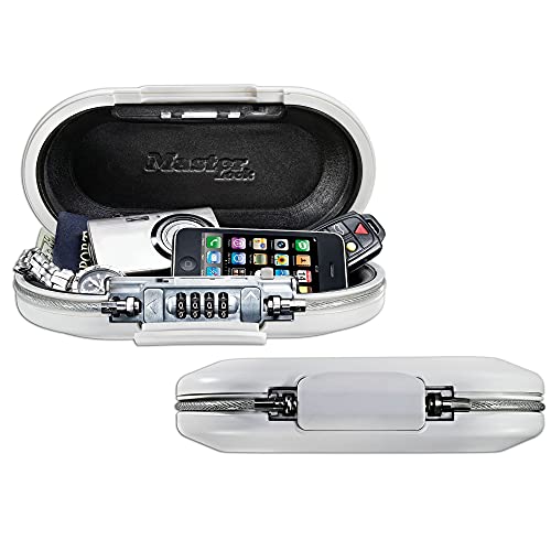 Master Lock (マスターロック) スマホ ロックボックス セキュリティケース 鍵付 ダイヤル式 暗証番号設定 耐衝撃 耐水 旅行キャンプ アウトドア ワイヤー 本体内寸幅212×奥行88×高さ25mm 5900JADWHT ホワの通販は 6,600円