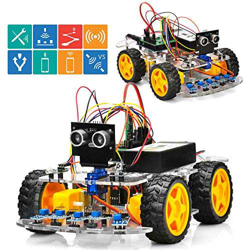 OSOYOO オープンソース ロボットカー 電子部品 スターターキット Arduino適用チュートリアル付 超音波測定 障害物回避 追跡 Android APPでコントロール 教育ロボット (V2.1)