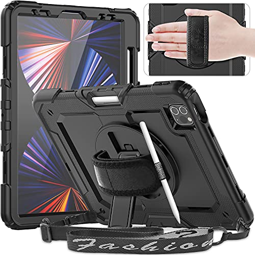 Timecity iPad Pro 11 ケース 2021/2020/2018 三層保護 耐衝撃 頑丈 丈夫 肩掛け 首掛け 横置き 縦置き 片手 ショルダー ストラップ 画面フィルム スタンド付き ペン収納 ペアリング 無線充電 車載 の通販は 5,248円