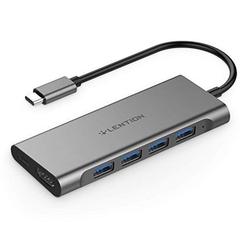 LENTION 6in1 USB Type-C ハブ USB 3.0 ×4 4K HDMI PD充電 60W CB-C35 USB C アダプタ MacBook Pro (2016-2021 / M1 Chip)、MacBook Air