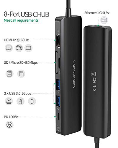 USB C ハブ,CableCreation 7-in-1 USB ハブ Type-C 4K 60Hz HDMIポート