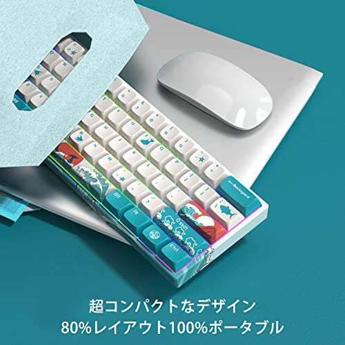 XVX M61 ゲーミングキーボード 60%ゲーム用キーボード黄軸 61キー 2.4G 無線・有線 RGB発光LEDバックライト付き  メカニカルゲーミングキ