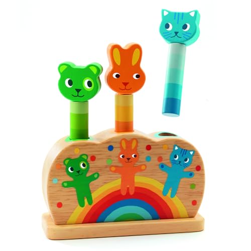 知育玩具 1歳 パズル 飛び出す バネ 指先 知育 動物 木製 絵合わせ 木のおもちゃ 赤ちゃん 12か月 かわいい プレゼント 誕生日 クリスマス [ DJECO ジェコ ポポップ ピドー ](DJ06300)の通販は