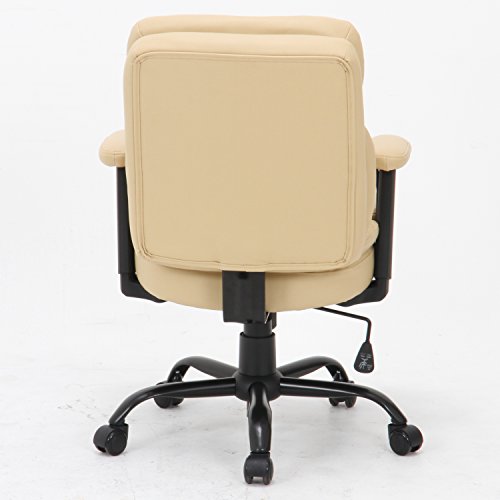 不二貿易 デスクチェア オフィスチェア 幅60×奥行69×高さ87~95cm アイボリー 合成皮革 座面昇降式 肘昇降 座面ロッキング機能