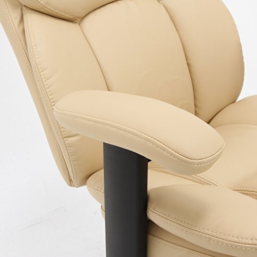 不二貿易 デスクチェア オフィスチェア 幅60×奥行69×高さ87~95cm アイボリー 合成皮革 座面昇降式 肘昇降 座面ロッキング機能