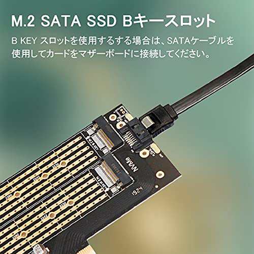 upHere M.2 NVME SSD & SATA SSD to PCIE 4.0アダプター 変換カード 増設インターフェースボード PCie  x4/x8/x16スロット SATA 増設 デュ