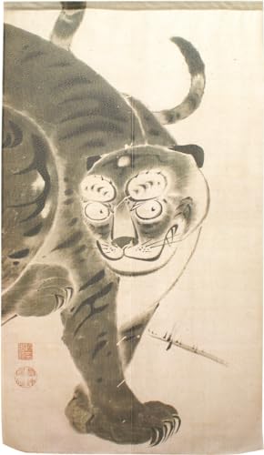 のれん 伊藤若冲 虎図 墨 日本画 タペストリー ポスター 幅85cm×丈150cm 91273の通販は 5,185円