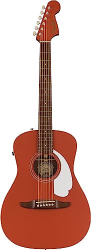 Fender フェンダー エレアコギター Malibu Player, Walnut Fingerboard, White Pickguard, Fiesta Red ソフトケース付きの通販は