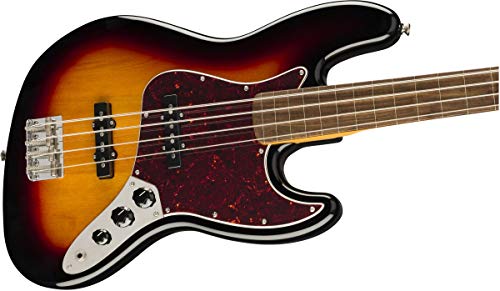 Squier by Fender エレキベース Classic Vibe '60s Jazz Bass Fretless, Laurel Fingerboard, 3-Color Sunburst ソフトケース付き
