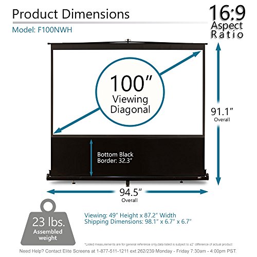 ◯ELITE SCREENS F100NWH プロジェクタースクリーン ポータブルスクリーン｜EZシネマ 100インチ(16:9) マックスホワイト