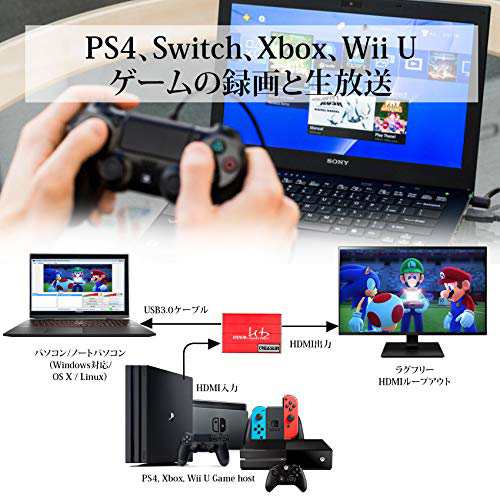 TreasLin hdmi キャプチャーボード Switch、Xbox、Wii U、PS4、PS3