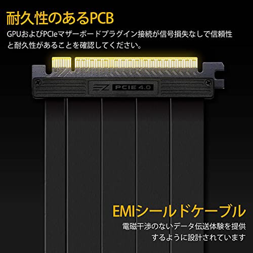 EZDIY-FAB PCIe 4.0 X16ライザーケーブル 高速シールド垂直GPUマウント