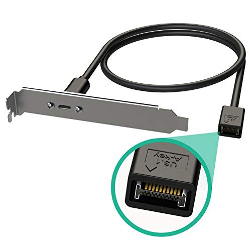 [LINKUP] USB3.2Gen2 2x2 20GbpsUSB-Cタイプ内部パネルケーブルマウントマザーボードヘッダー拡張アダプター | オスカバー付き20ピンAキー、メスPCIブラケット付きUSB-Cコネクター 40CMの通販は