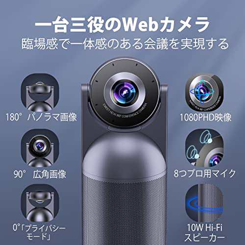 EMEET Meeting Capsule 会議用webカメラ HD1080Pウェブカメラ 360度AI