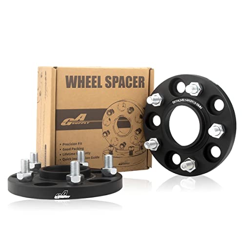 GAsupply 鍛造ワイドトレッドスペーサー PCD114.3 5H 内径60.1 M12XP1.5 厚さ15mm ワイトレハブリング一体 マットブラック【2枚セット】の通販は 7,500円