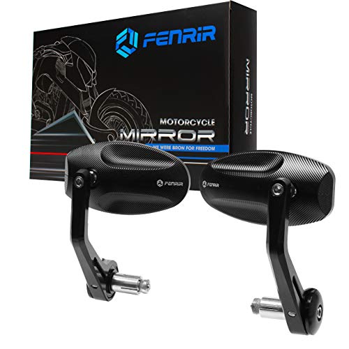 FENRIR ブラック オートバイ バイク バーエンドミラー バイク ミラー レトロ CNC アルミ にとって 防眩 まぶしさを防ぐ ブルー鏡 広角 曲面率 R1200 ストリート-クルーザー-オートバイ ストリートスクーター オフロード