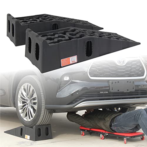 OULEME カースロープ ハイリフト スロープ 車 タイヤスロープ 整備用 車用 スロープ 油圧ジャッキ代替 カー上昇 持ち上げる オイル交換 強い耐荷重力 軽量 2個 セット