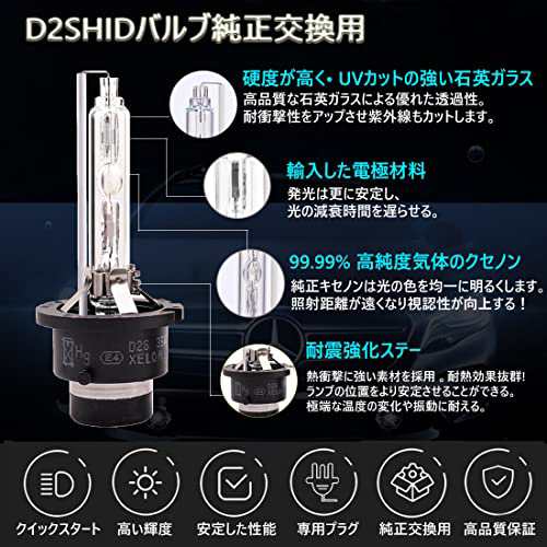 XELORD D2S HID バルブ 車用ヘッドライト 8000K 青白い光 純正交換用