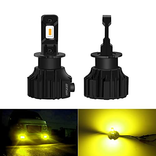H3 LED フォグランプ イエロー 3000K 車検対応 H3C 兼用 OPPLIGHT 9V~60V 24Vトラック/12V車対応 6000LM 純正より一目瞭然の明るさ ファンレス 一体型 ポン付け 純正交換 加工不要 LEDフォグの通販は