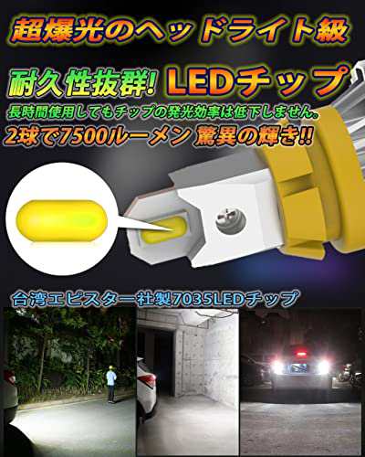 WENLE(ウエンレ) 超爆光 業界最強7000ルーメン! T16 LED バックランプ キャンセラー内蔵 ハイパワー 60W 6500K ホワイト  エピスター社製の通販はau PAY マーケット - HATINANA | au PAY マーケット－通販サイト