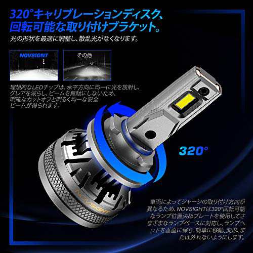 NOVSIGHT LEDバルブ H8/H9/H11/H16(国産車) 車用ヘッドライト 高輝度