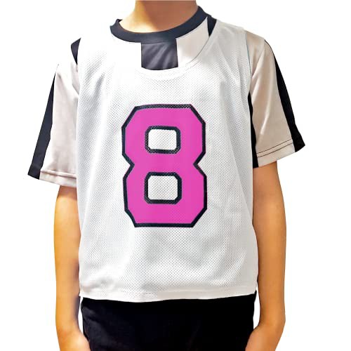 ATHLETIC MART ジュニア(子ども)用ビブス(リバーシブル) 4～15番 裏表前後ろ番号あり 12枚セット[収納メッシュバッグ付]  全6カラー[グリ