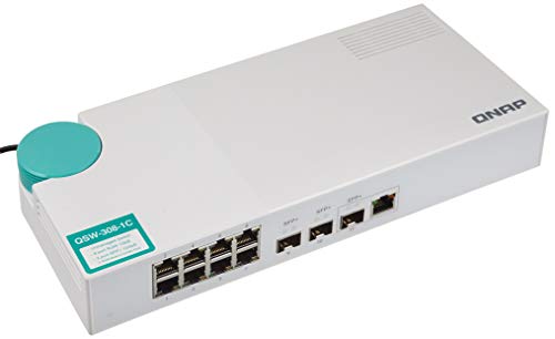 QNAP(キューナップ) () 10GbEスイッチ 3ポート 10GbE SFP+ポート(1つの10GbE SPF+/RJ45コンボポート付き) 1G/100M RJ-45 8ポート QSW-308-1Cの通販は 28,340円