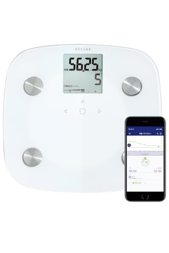 エレコム 体重計 体組成計 スマホ連動 (データ手動入力式) バックライト付  体重 体脂肪率 内臓脂肪レベル BMI 骨格筋率 骨量 基礎代謝  50g単位測定 エクリア ホワイト HCS-FS01XWHの通販は 7,300円