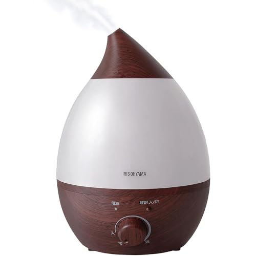 アイリスオーヤマ 加湿器 大容量 超音波式 加湿量 280ml タンク容量 2.8L 8畳 10時間連続加湿 アロマ対応 しずく型 卓上 デスク用 UHM-280SM-DT ダークブラウン