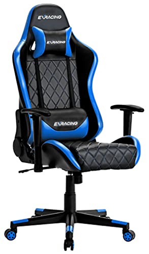 国内メーカーEXRACING ゲーミングチェア オフィスチェア  人間工学に基づいた3D設計  非再生ウレタン採用 (ブルー) EX-001-BLUE