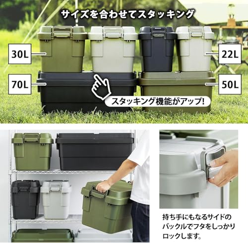 リス 収納ボックス スタッキング トランクカーゴ 70L ブラック 日本製 TC-70Sの通販は