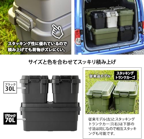 リス 収納ボックス スタッキング トランクカーゴ 70L ブラック 日本製 TC-70Sの通販は