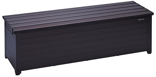 グリーンライフ(GREEN LIFE) ベンチストッカー 収納ベンチ(幅144×奥行46×高さ48.5cm 座面耐荷重100?s)物置 屋外収納 ボックス 倉庫 縁台 屋外 ベランダ 収納 サビにくいアルミ製 長物収納 大型ブラウン ABSの通販は