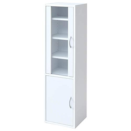 [山善] 食器棚 (スリム) 幅32?p (ハイタイプ) 高さ120×奥行29?p (扉が左右付け替えられる/棚板高さ調節) 一人暮らし 組立品 ホワイト CCB-1230(WH)の通販は 13,100円