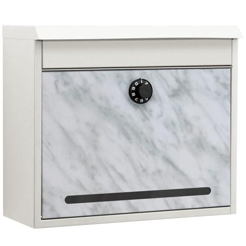 PYKES PEAK ポスト 壁掛け 郵便ポスト 郵便受け ダイヤル式 A4サイズ レターパック対応 おしゃれ 大型 縦型 ホワイトxマーブル扉の通販は 10,400円