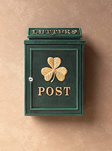 MOJYU 鋳物壁掛けポスト Clover グリーン WM-069 ポスト 郵便ポスト ボックス おしゃれ 郵便受け 宅配ボックス 北欧風 鍵付き 壁掛け 壁付け 玄関 家庭用の通販は