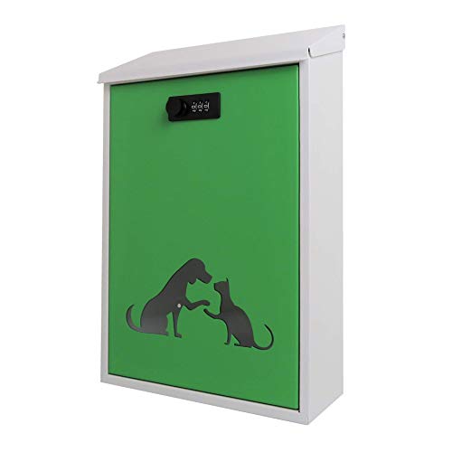 郵便ポスト郵便受けおしゃれ北欧モダンデザインボックス壁掛けダイヤル錠付「犬と猫の希望」グリーン緑色ポストpm488の通販は 10,400円